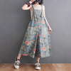 Floral denim overalls for women wide leg suspender pants 1 M