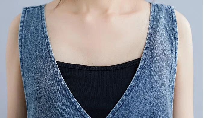 Baggy denim overall dress for women