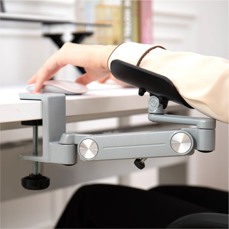 Desk wrist rest with rotating support arm and clamp base