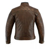 Distressed Leather Jacket for Men in Antique Brown Cafe Racer Style