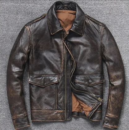 distressed leather bomber jacket mens vintage
