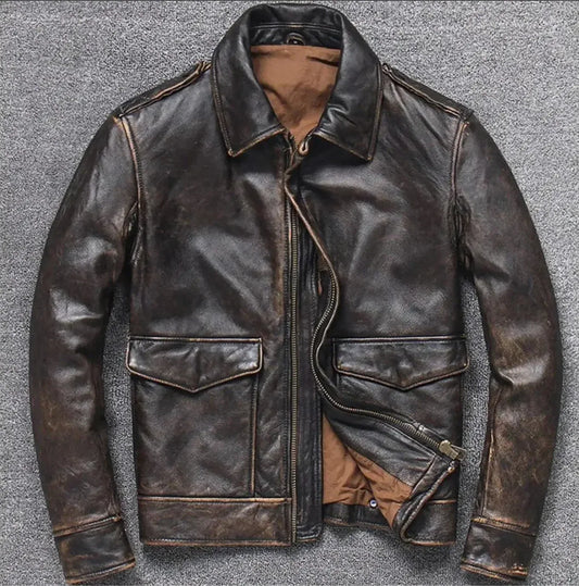 distressed leather bomber jacket mens vintage