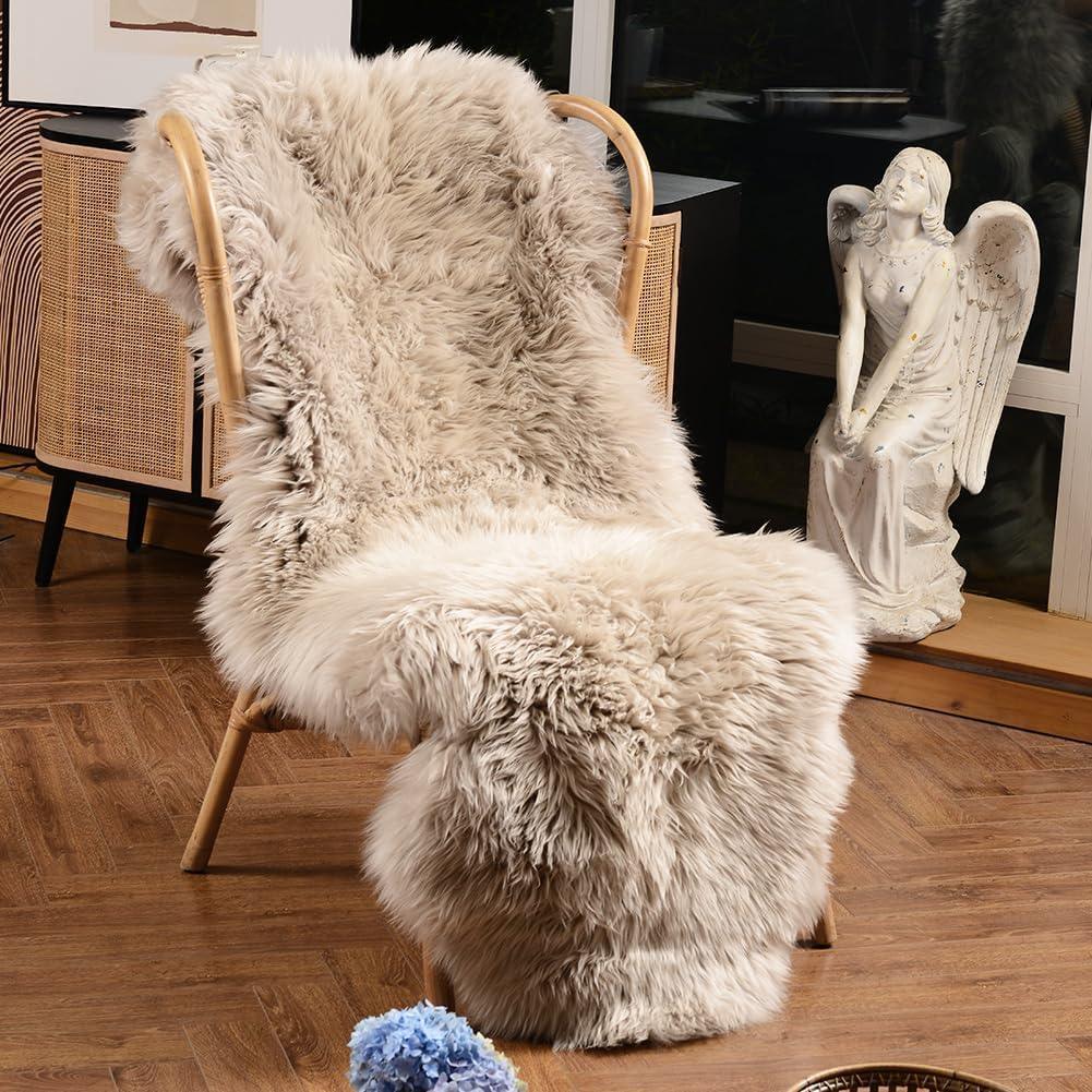 Double Pelt Cream Brown Sheepskin Rug