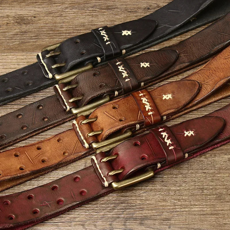 Men's Full Grain Leather Double Prong Belt