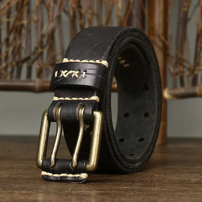 Men's Full Grain Leather Double Prong Belt 4 105