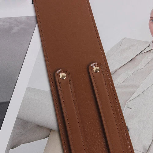 Double prong corset belt for women faux leather