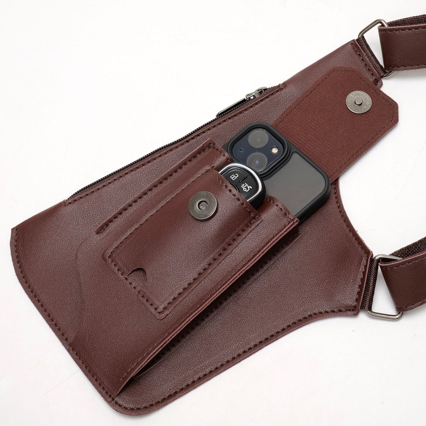 Brown faux leather underarm holster bag
