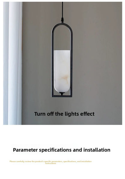 Copper Natural Marble Pendant Lamp Black and Gold