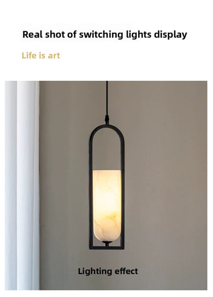 Copper Natural Marble Pendant Lamp Black and Gold