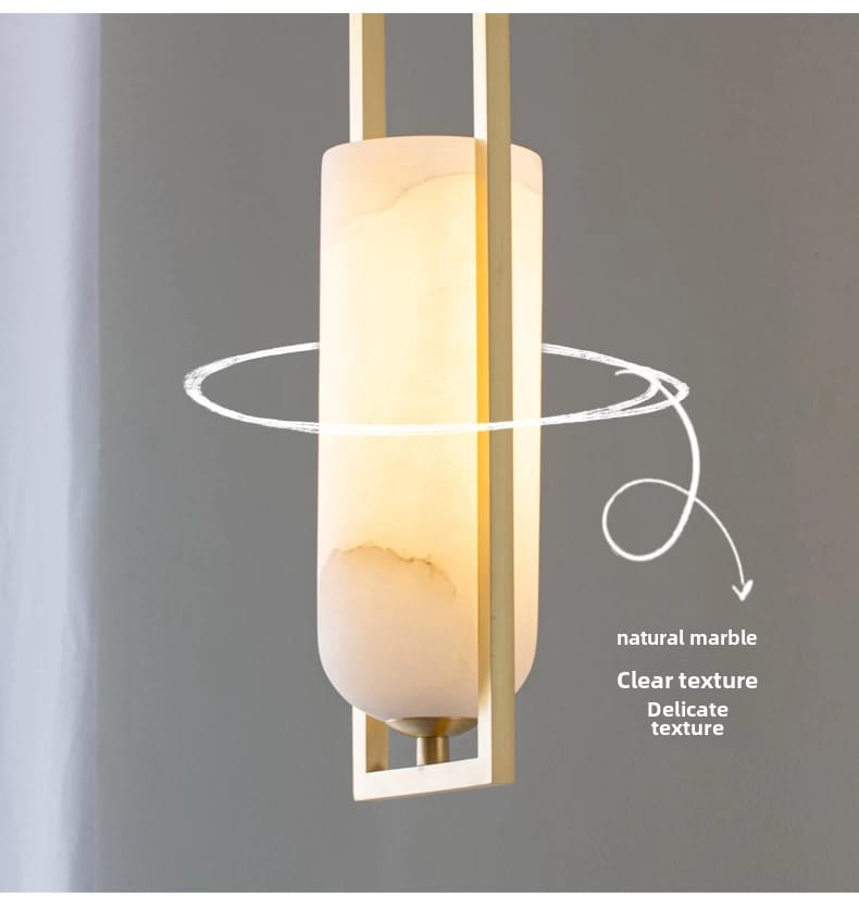 Copper Natural Marble Pendant Lamp Black and Gold