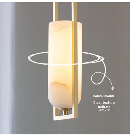 Copper Natural Marble Pendant Lamp Black and Gold