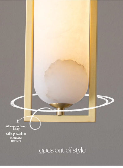 Copper Natural Marble Pendant Lamp Black and Gold