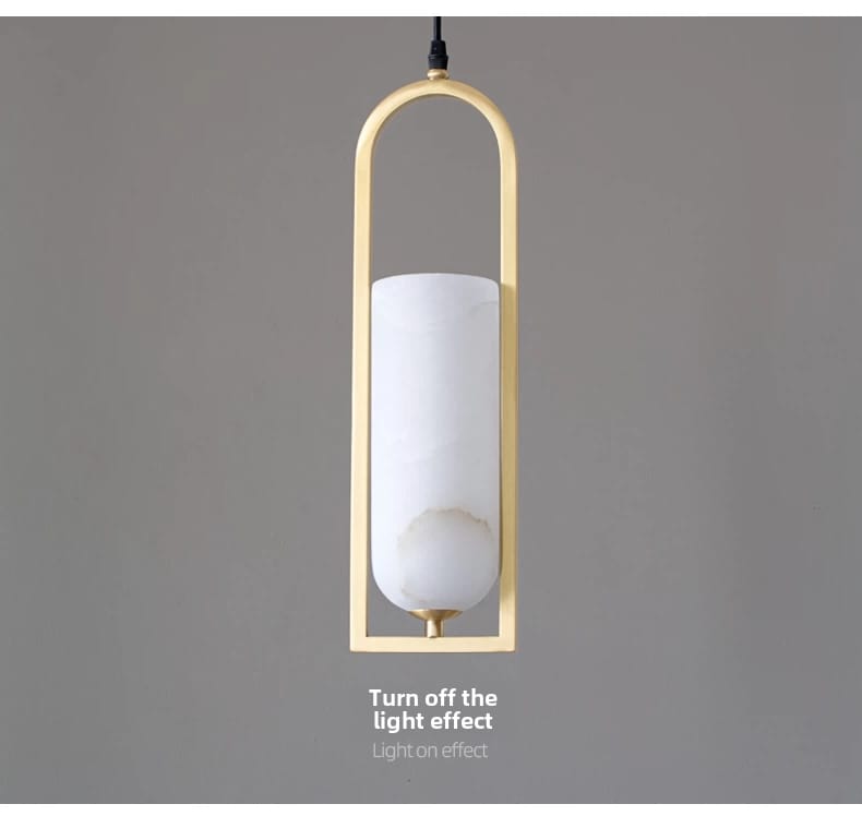Copper Natural Marble Pendant Lamp Black and Gold