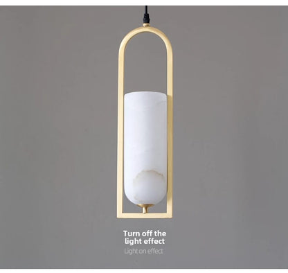 Copper Natural Marble Pendant Lamp Black and Gold