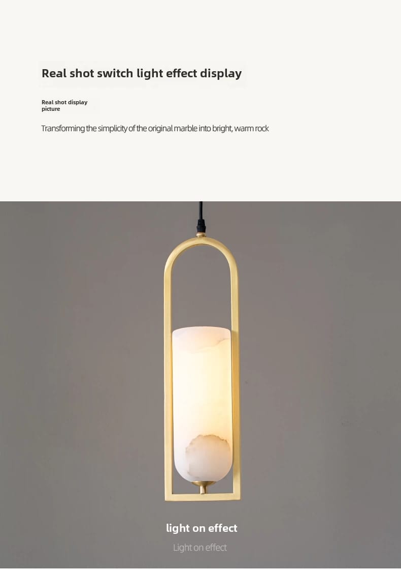 Copper Natural Marble Pendant Lamp Black and Gold