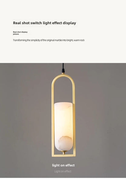 Copper Natural Marble Pendant Lamp Black and Gold