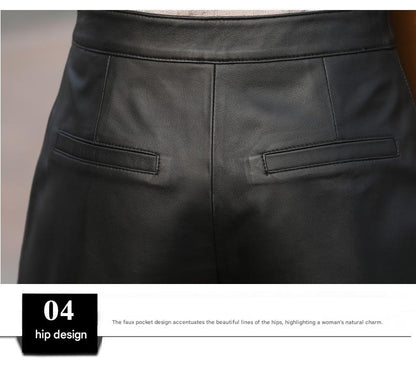 Women’s Black Leather High Waisted Shorts