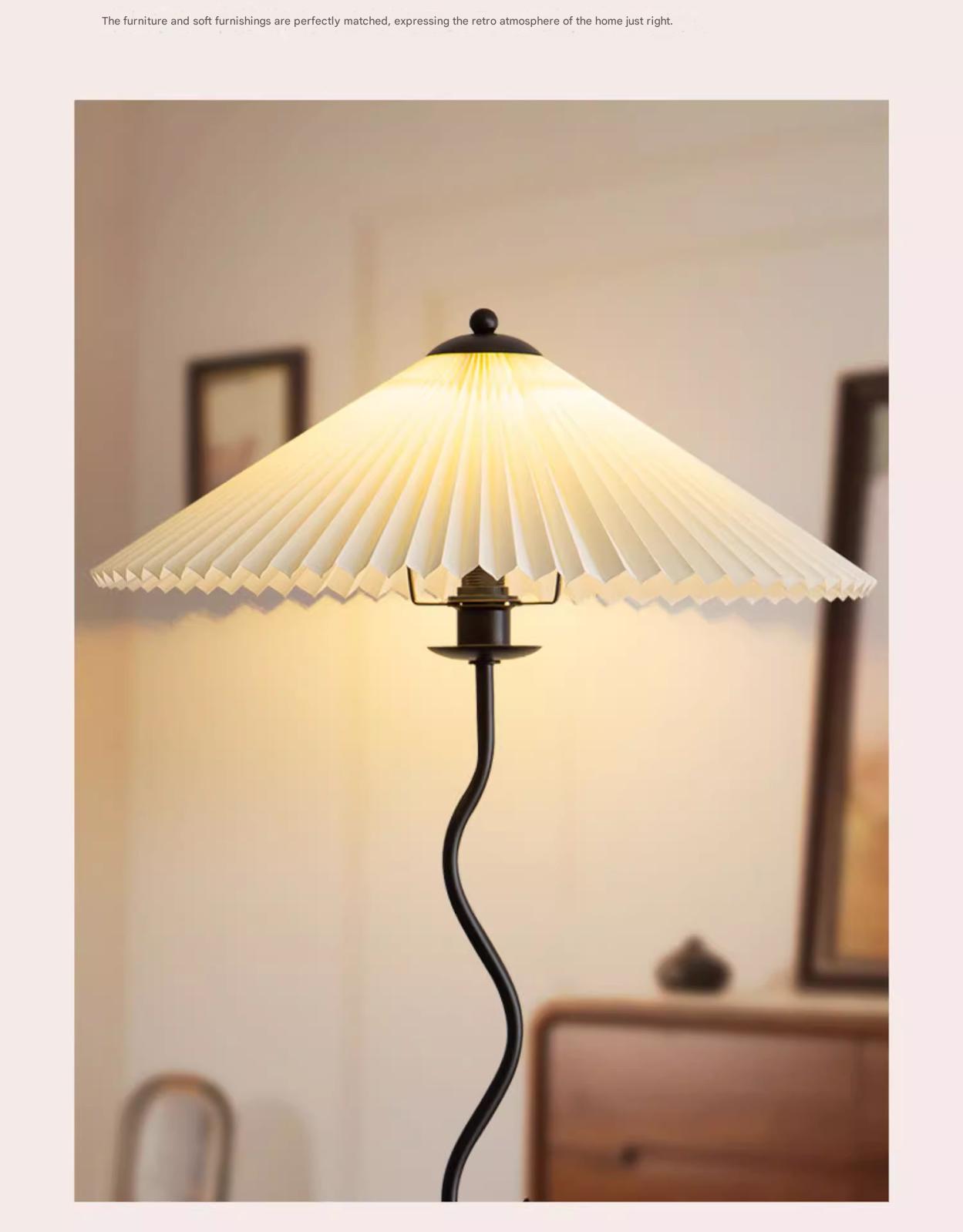 Vintage pleated fabric standing floor lamp