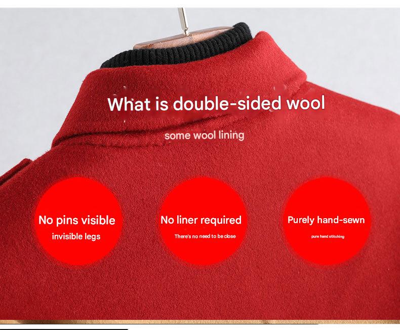 Women Petite Short French Cape Double-Sided Cashmere Coat