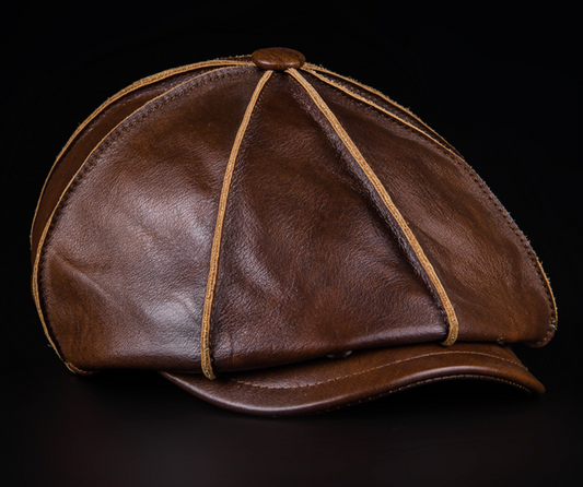 Leather Gatsby cap with brass closure 1 L