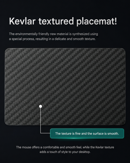 Extra large carbon fiber mouse pad creates a spacious computer area for keyboards, mice and daily desk accessories.