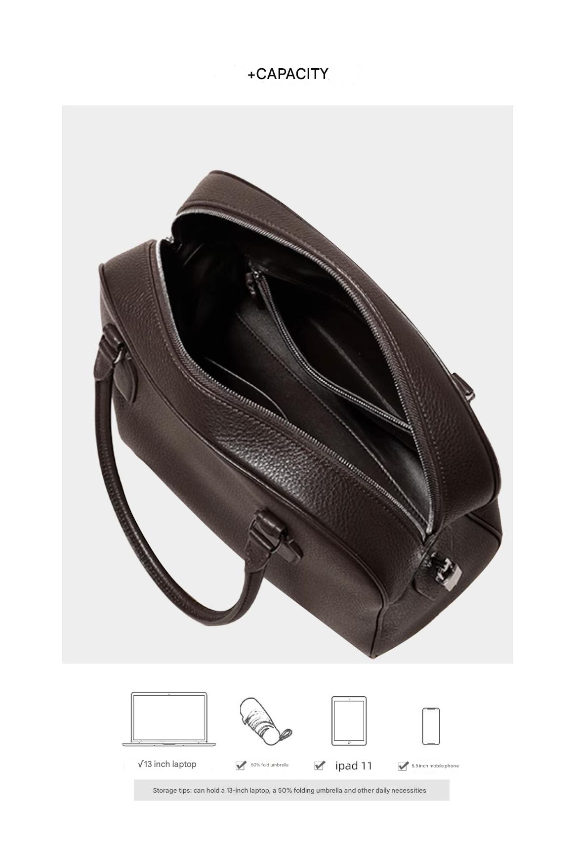 Leather Shoulder Bag Boston Briefcase Style Purse