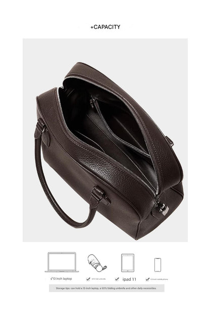 Leather Shoulder Bag Boston Briefcase Style Purse
