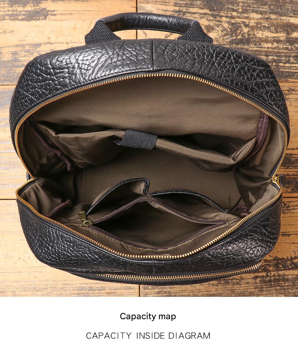 Men’s Genuine Leather Black Backpack with Trolley Sleeve