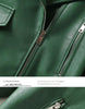 Women’s Leather Bomber Jacket Moto Style Zip Belted