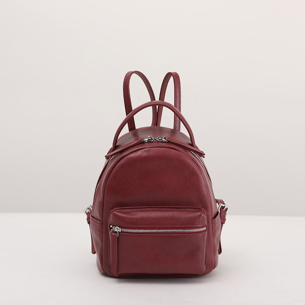 Mini Women Leather Backpack Full-Grain Small Backpack Purse