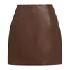 High-waisted brown faux leather bodycon pencil skirt