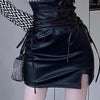 Black faux leather mini skirt bodycon high waist