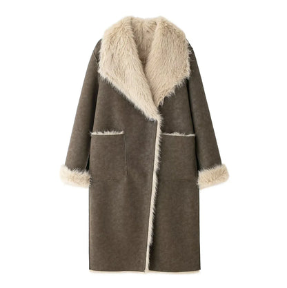 Women’s Reversible Faux Fur Long Winter Coat