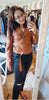 brown faux leather biker jacket women belted cropped fit