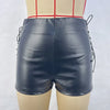 Women’s Black Faux Leather Lace Up Shorts