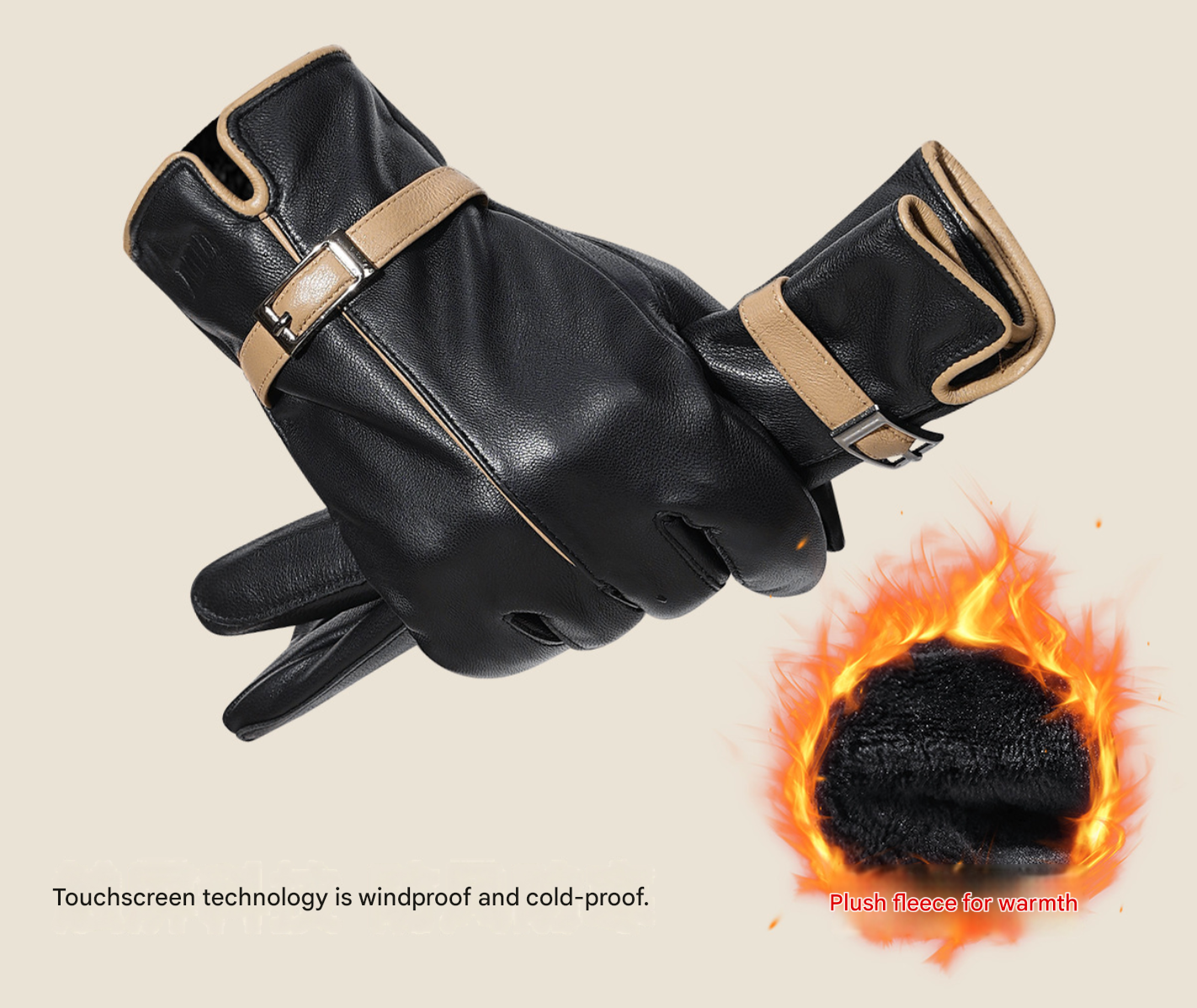 Women leather gloves for winter