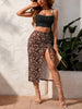Floral Maxi Skirt with Ruched Side High Slit and Drawstring 1 XS