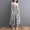 Floral denim overalls for women wide leg suspender pants