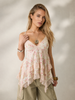 Floral camisole with lace ruffles and chiffon layers 2 XS
