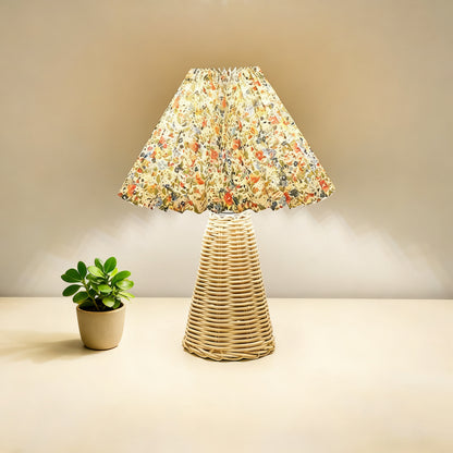 Premium rattan bamboo woven table lamp Floral conical lampshade
