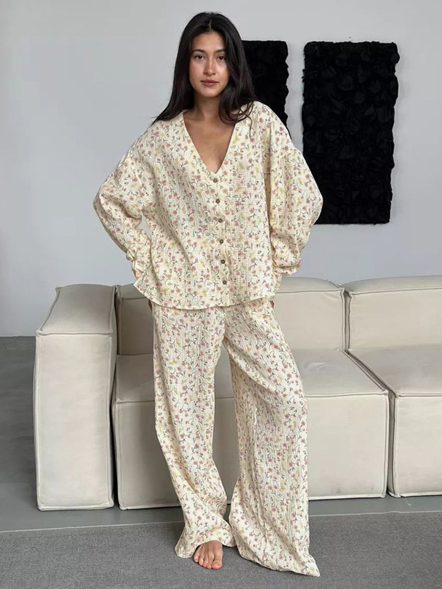 Floral cotton lounge pajama set women