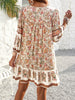 Floral Boho Mini Cute Short Flowy Dress With Tassels