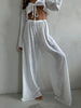 White black beach lounge set wide leg pants