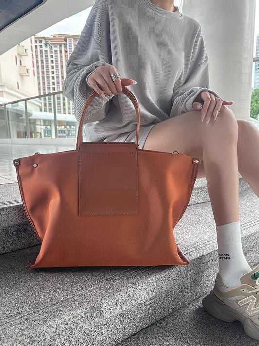 French Nylon Tote Bag for Women with Leather Handles
