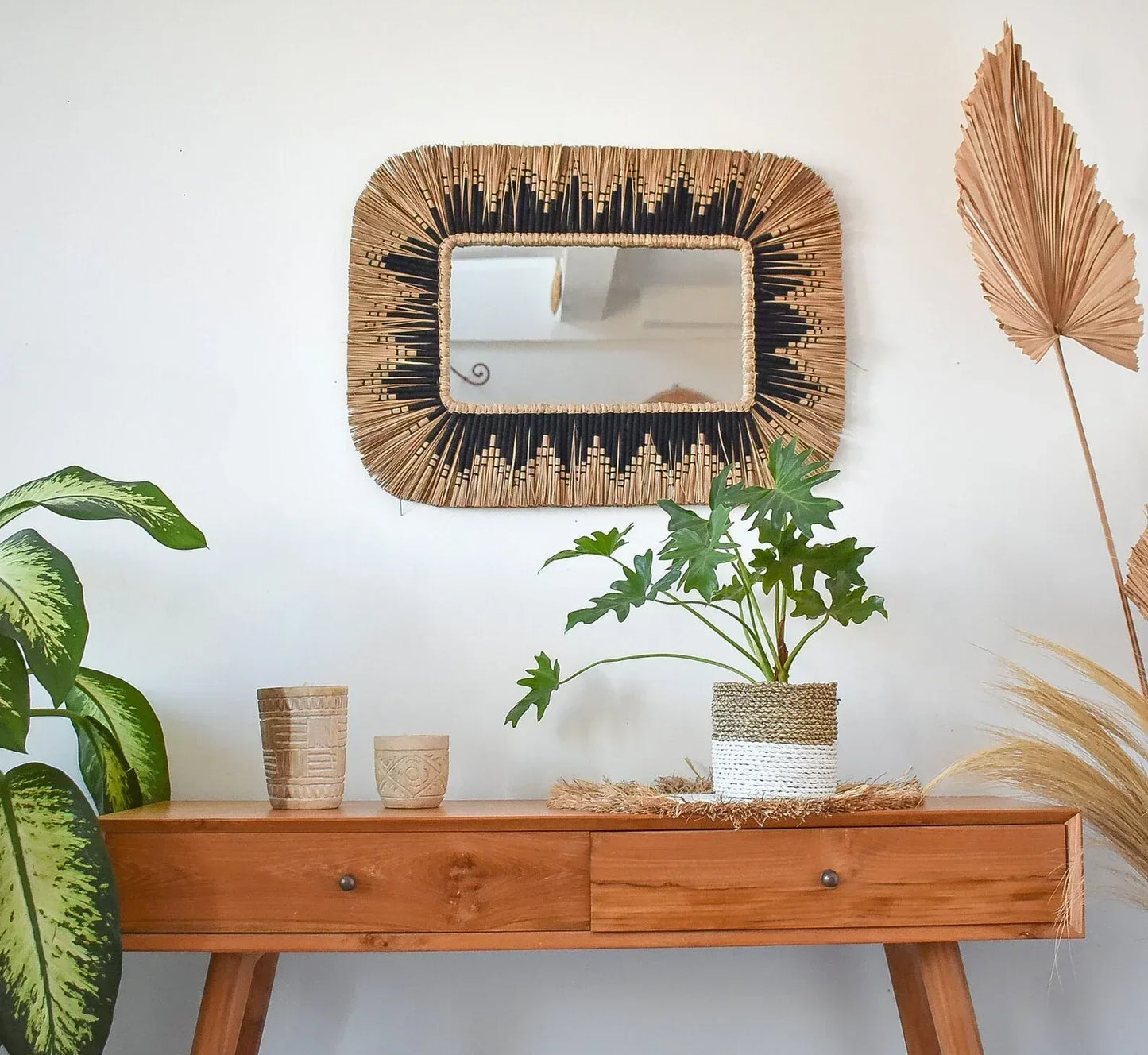 Accent Wall Boho Wall Statement Mirror With Fringe