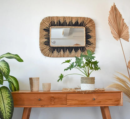 Accent Wall Boho Wall Statement Mirror With Fringe