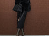 Women’s Genuine Leather Midi Skirt with Front Slit
