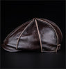 Leather Gatsby cap with brass closure 3 L
