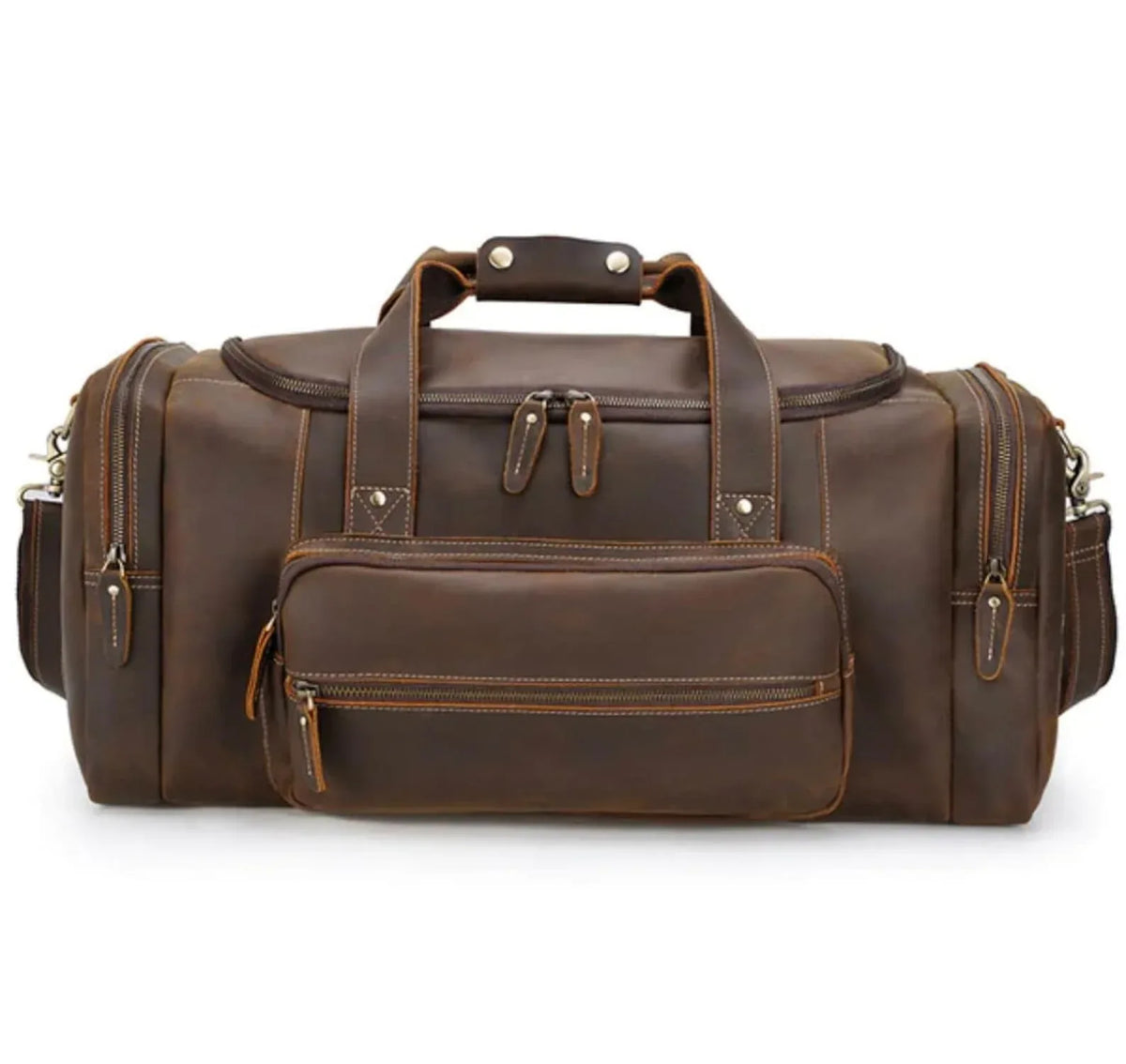 Full Grain Leather Duffle Bag for Men in Brown
