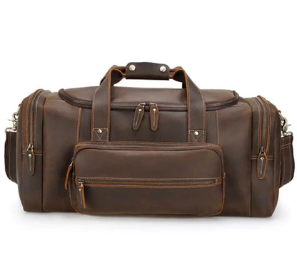 Full Grain Leather Duffle Bag for Men in Brown